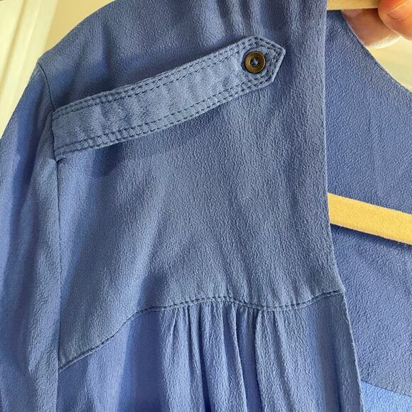 Maeve Anthropologie Blue V-Neck Utility Dress, Size L - Picture 11 of 16